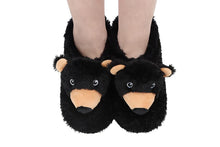 Load image into Gallery viewer, SLIPPERS SNOOZIES BLACK BEAR