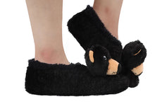 Load image into Gallery viewer, SLIPPERS SNOOZIES BLACK BEAR